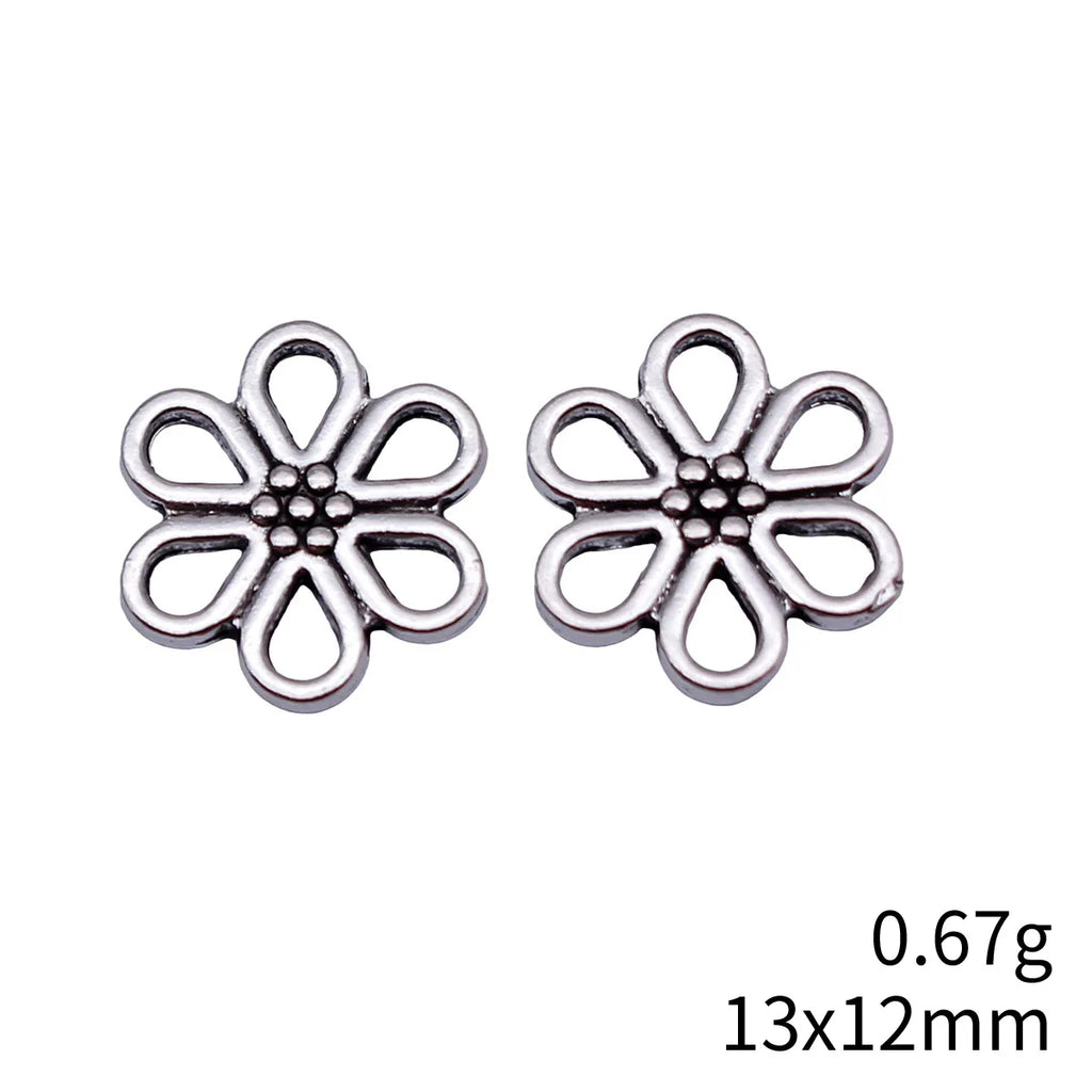 13x12mm 0.67g Antique Silver Zinc Alloy Flower Connector Charm for DIY Bracelet Necklace Making