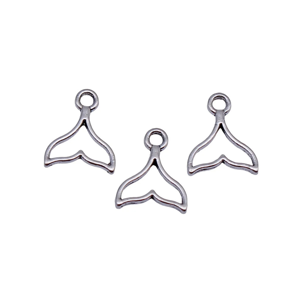 12x9.7mm 0.2g Multicolor Zinc Alloy Hollow Whale Tail Charm Pendant for DIY Necklace and Bracelet Making