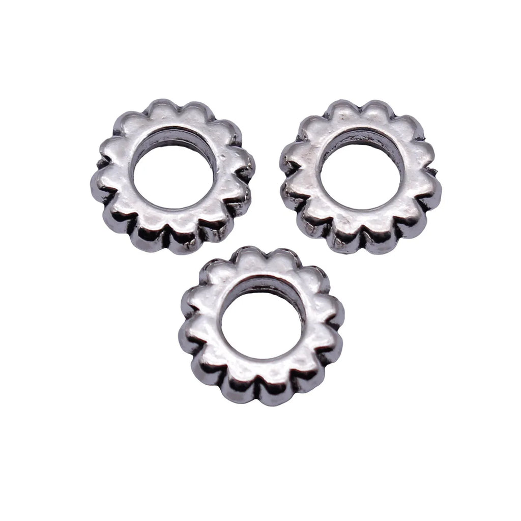 12x12x3.3mm 1.3g Antique Silver Zinc Alloy Gear Texture Spacer Beads for DIY Bracelet Jewelry Making