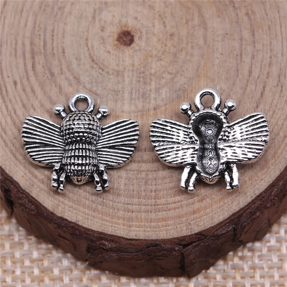 16x14mm 1.4g Antique silver zinc alloy Bee charm pendant for nature theme DIY jewelry making