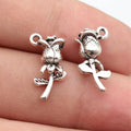 17x9.3x6.3mm 1.6g Antique Silver Zinc Alloy Rose Flower Charm Pendant for DIY Necklace Bracelet Making