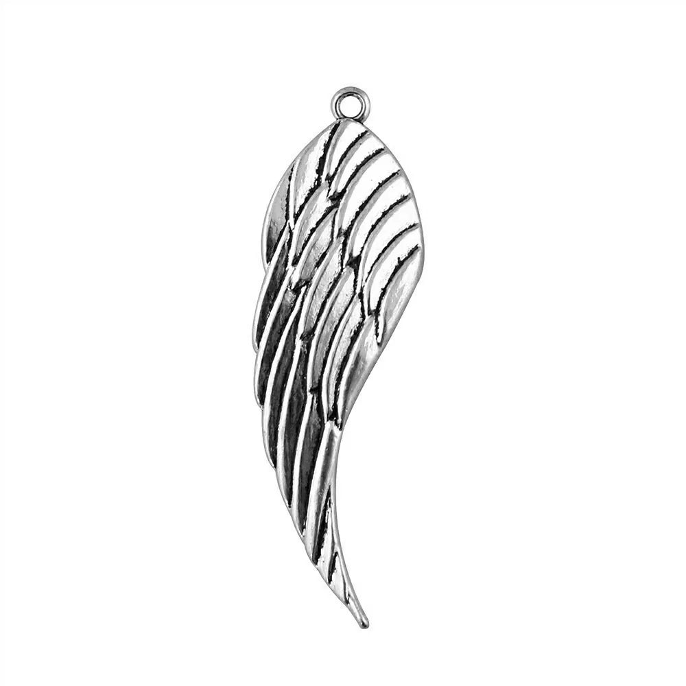 52x15mm 4.3g Antique Silver Zinc Alloy Wing Charm Pendant for DIY Necklace Bracelet Jewelry Making
