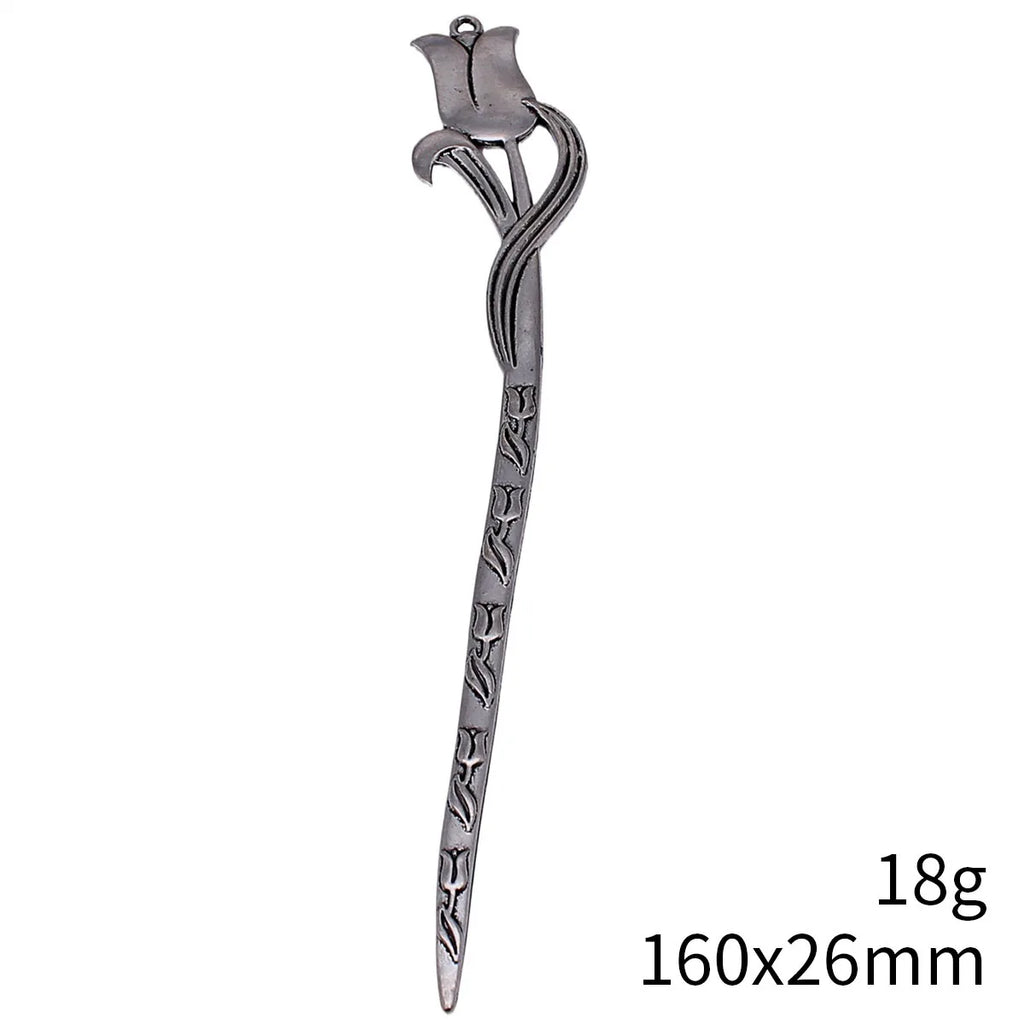 160x26mm 18g Antique Silver Zinc Alloy Flower Tulip Bookmark Jewelry Finding for DIY Book Charm Gifts