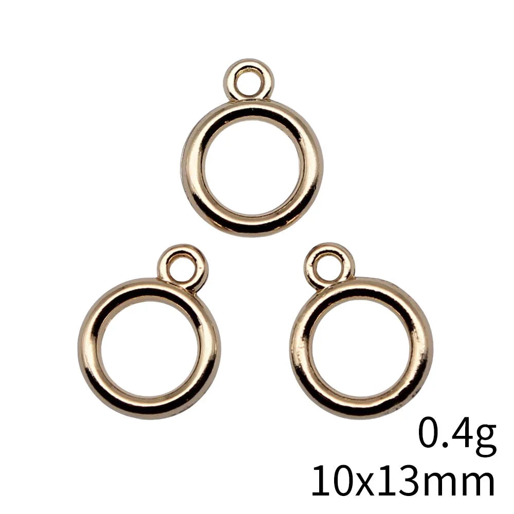 10x13mm 0.4g Electrophoretic KC Gold Zinc Alloy Round Ring Charm Pendant for DIY Jewelry Making