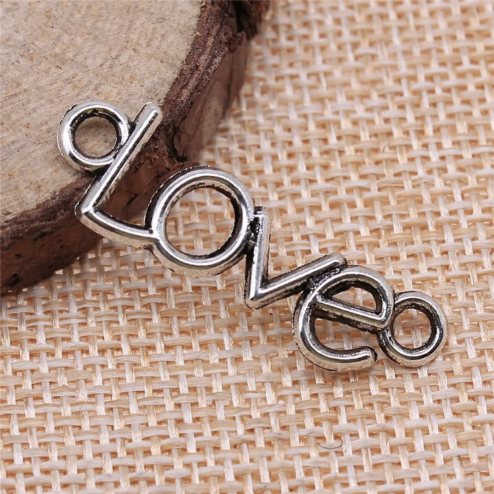 35x11mm 1.4g Antique Silver Zinc Alloy Love Connector Charm for DIY Bracelet Necklace Jewelry Making