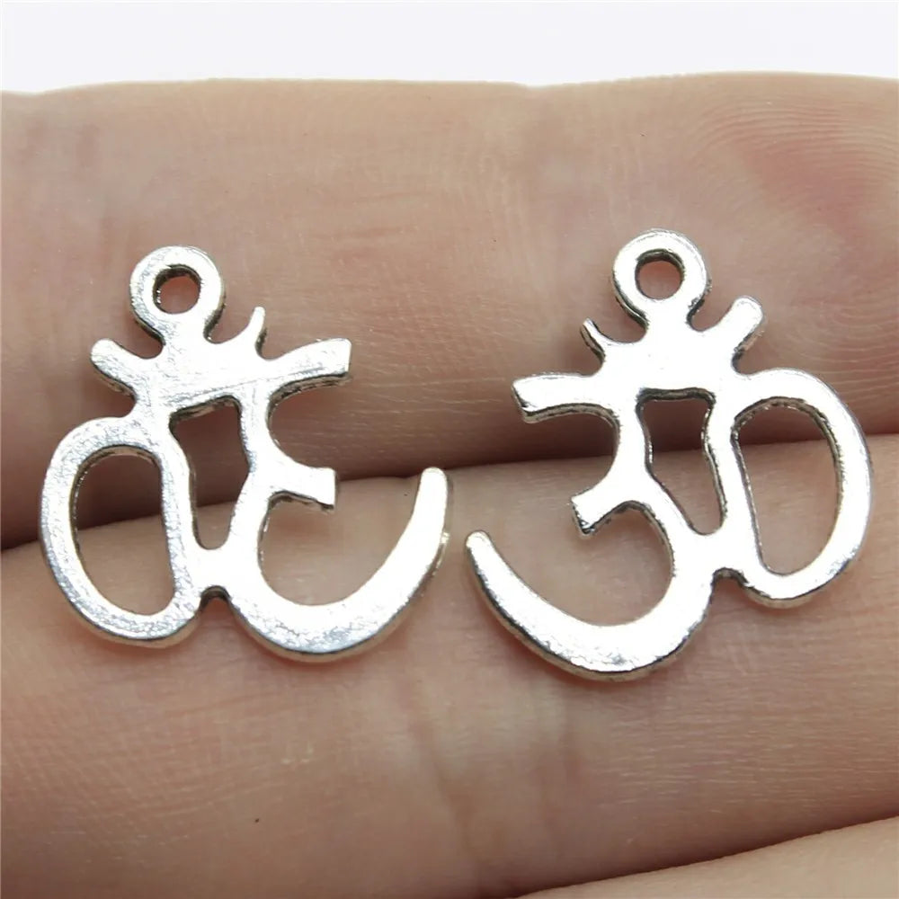 19x17mm 0.9g Antique Silver Zinc Alloy Om Symbol Charm Pendant for DIY Necklace Bracelet Jewelry Making