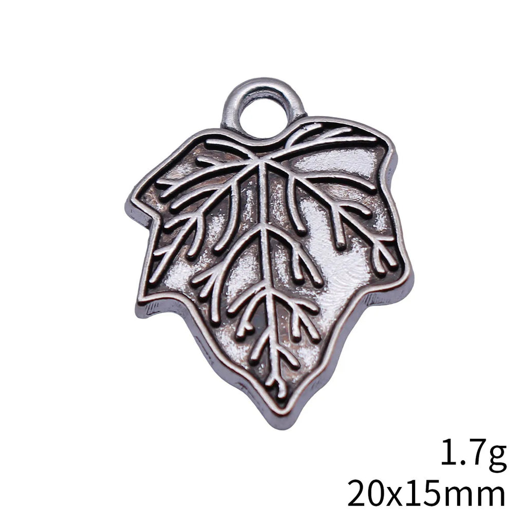 20x15mm 1.7g Antique Silver Zinc Alloy Leaf Charm Pendant for DIY Necklace Bracelet Making