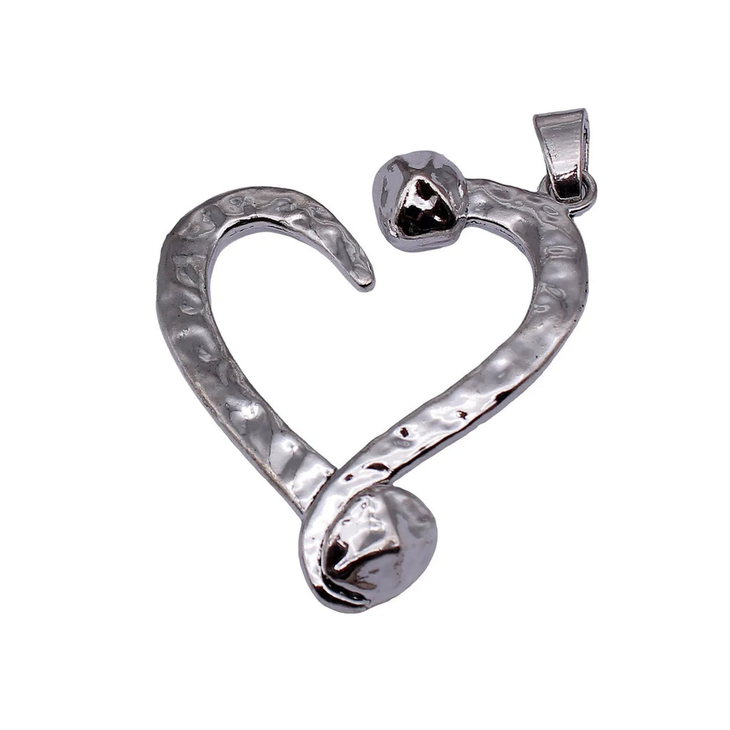 66x65mm 38g Antique Silver Zinc Alloy Hollow Heart Nail Charm Pendant for DIY Jewelry Making