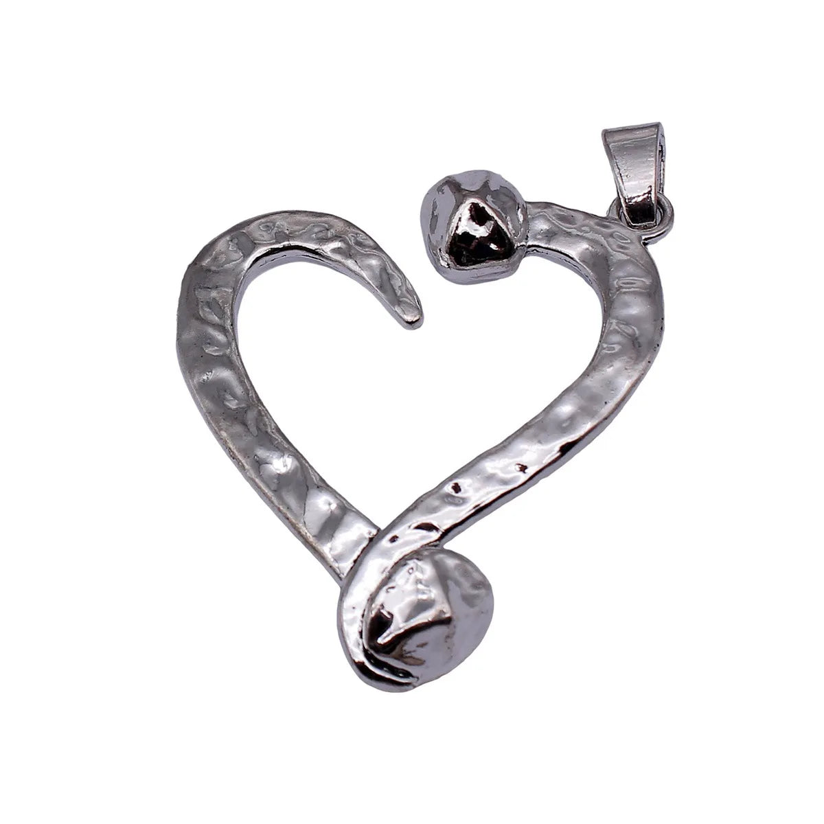 66x65mm 38g Antique Silver Zinc Alloy Hollow Heart Nail Charm Pendant for DIY Jewelry Making