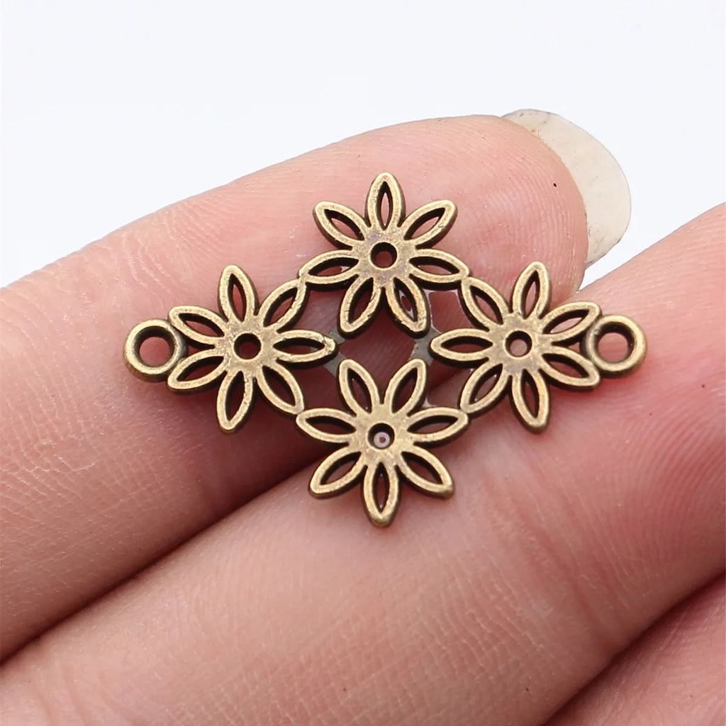 30x21mm 1.7g Multicolor Zinc Alloy Flower Diamond Connector Charm for DIY Earrings Bracelet Making
