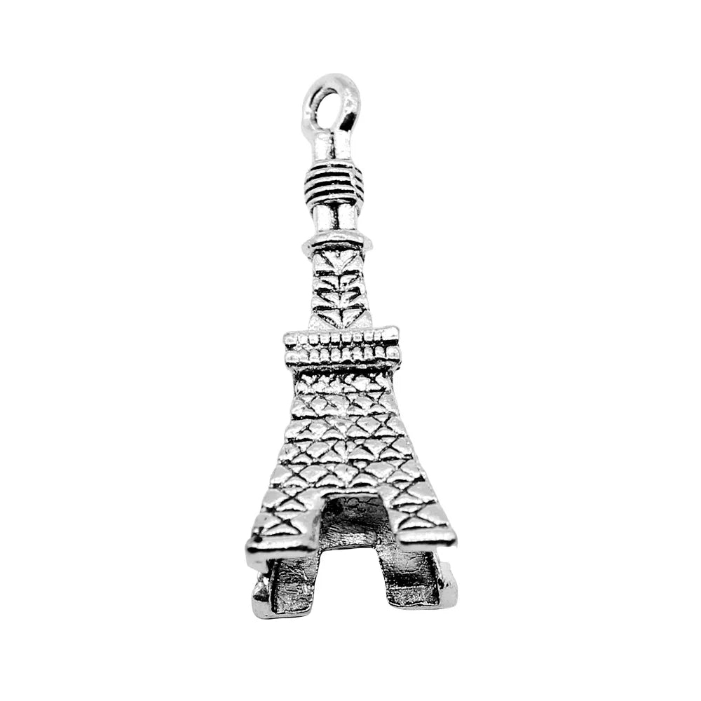 15x42mm 6.3g Antique Silver Iron 3D Eiffel Tower Charm Pendant for DIY Necklace Bracelet Jewelry