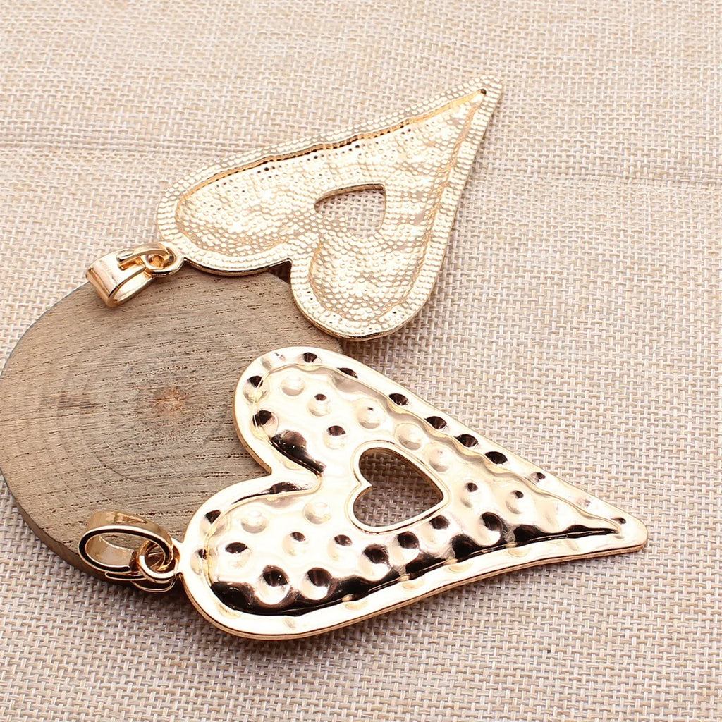 100x54mm 26g Multicolor Zinc Alloy Oversized Hammered Hollow Heart Charm Pendant for DIY Jewelry Making
