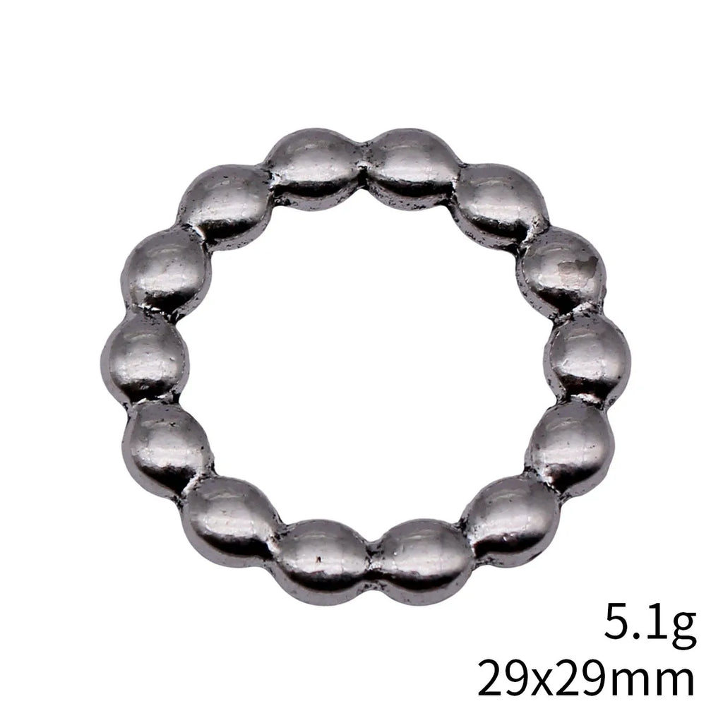 29x29mm 5.1g Antique Silver Zinc Alloy Beaded Round Ring Connector Charm for DIY Necklace Bracelet Making