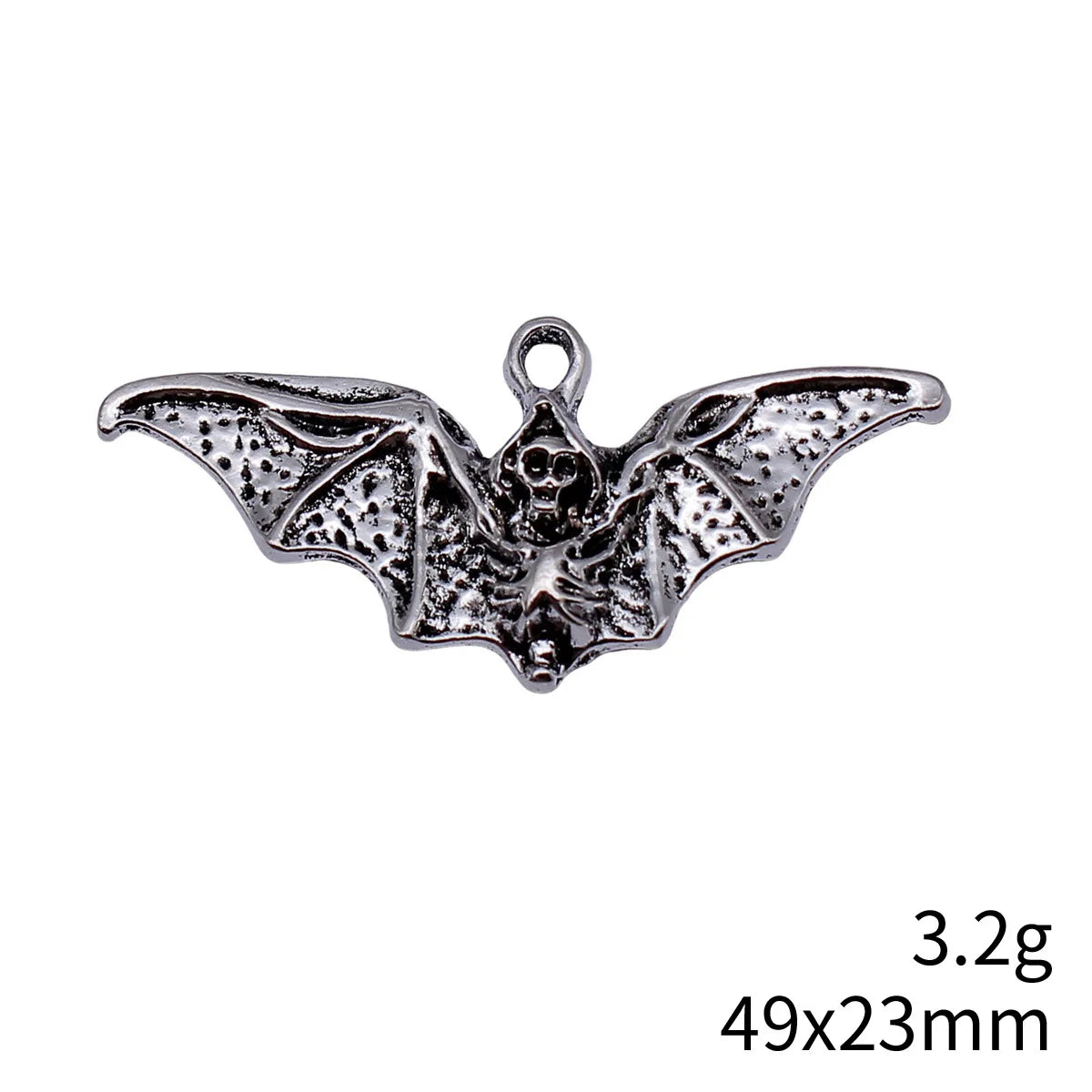 49x23mm 3.2g Antique Silver Zinc Alloy Bat Skull Charm Pendant for DIY Gothic Jewelry Making