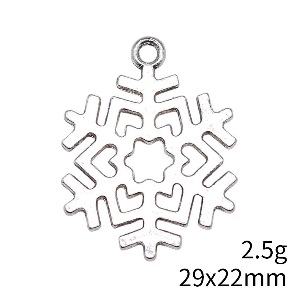 29x22mm 2.5g Multicolor Zinc Alloy Snowflake Charm Pendant for DIY Necklace Bracelet Holiday Jewelry