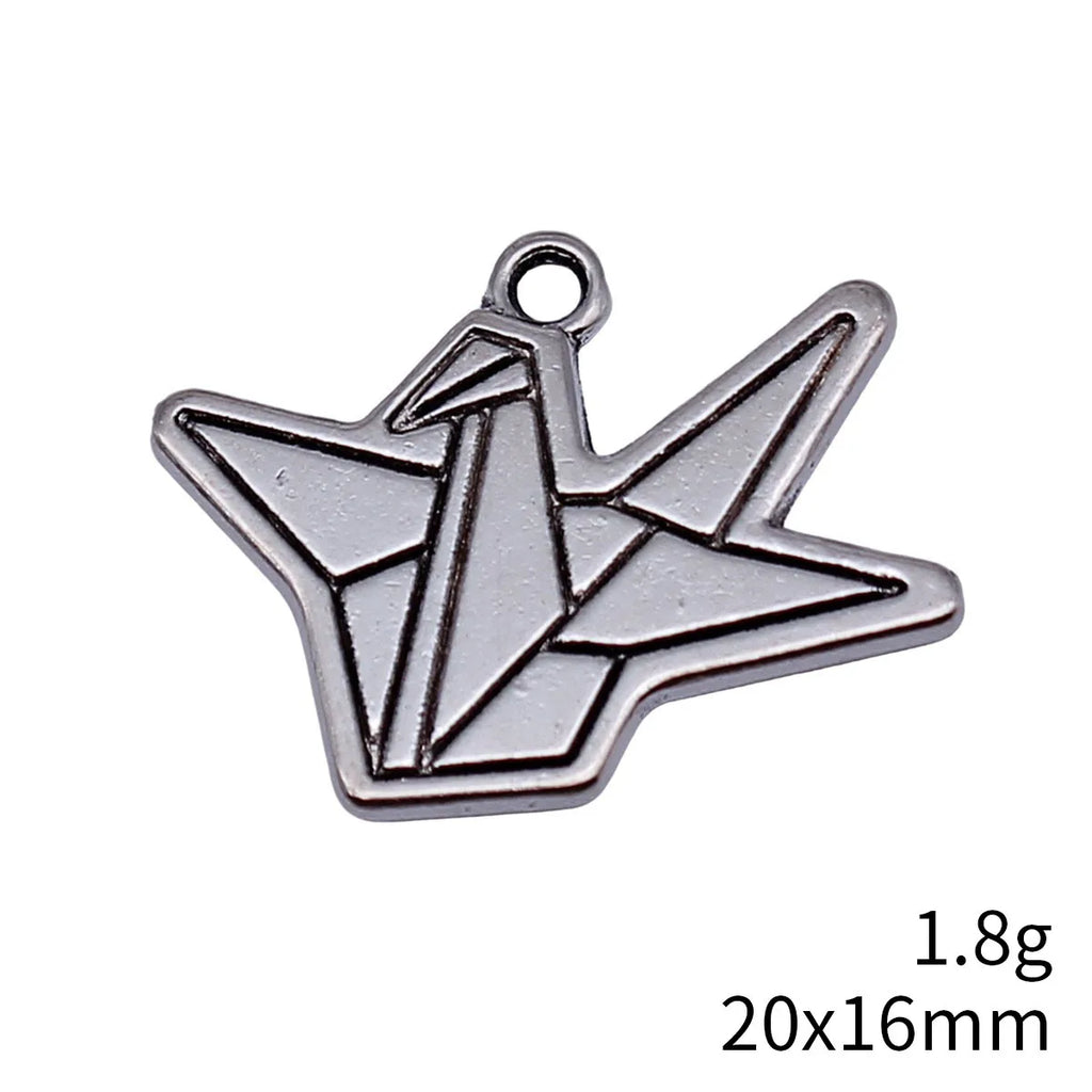 20x16mm 1.8g Antique Silver Zinc Alloy Origami Crane Charm Pendant for DIY Necklace Bracelet Making