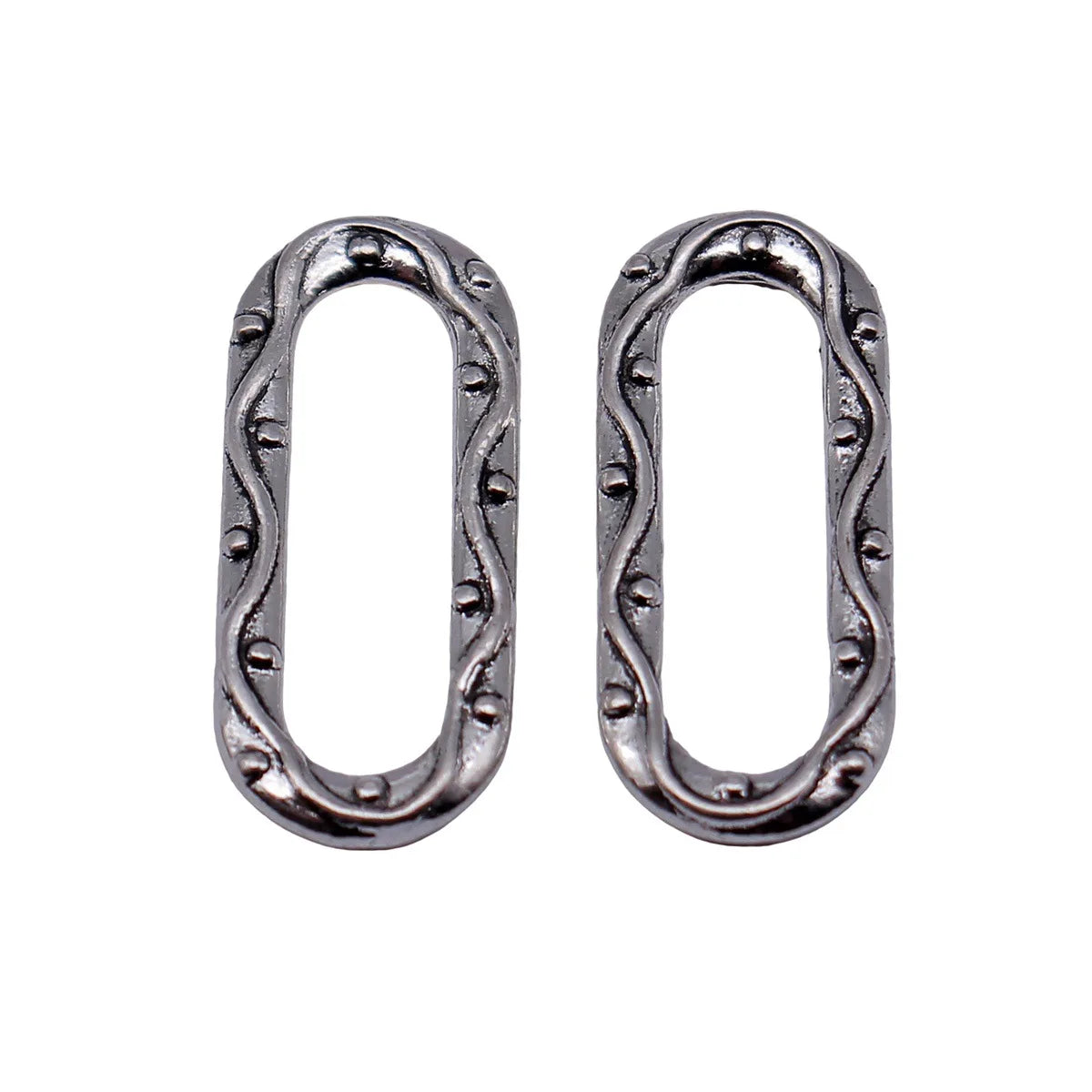 21x8.9mm 0.84g Antique Silver Zinc Alloy Wavy Texture Oval Ring Connector Charm for DIY Jewelry Making