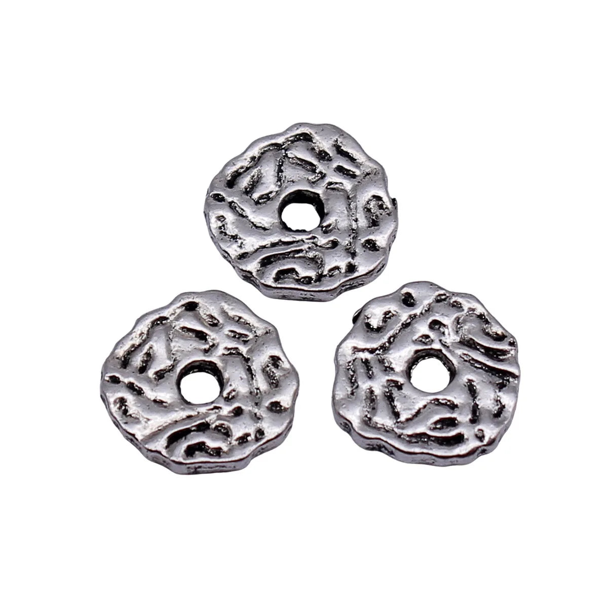 11x10mm 0.82g Antique Silver Zinc Alloy Irregular Texture Spacer Beads for Bracelet Jewelry Making