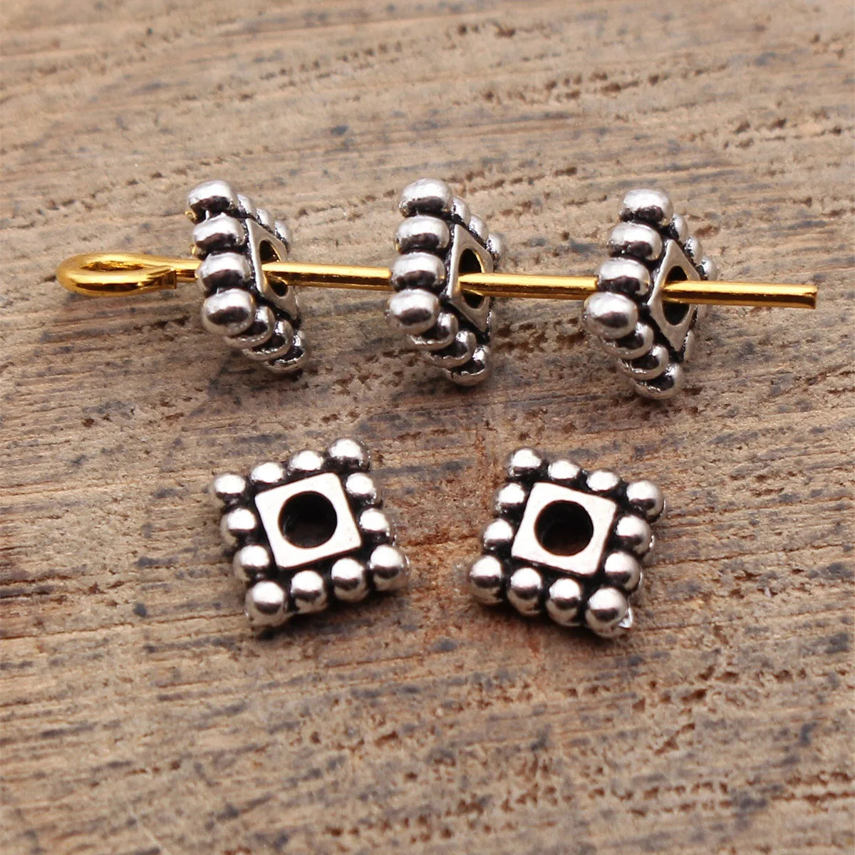 5x5x1.8mm 0.2g Antique Silver Tone Zinc Alloy Square Spacer Beads for DIY Bracelet Jewelry Making