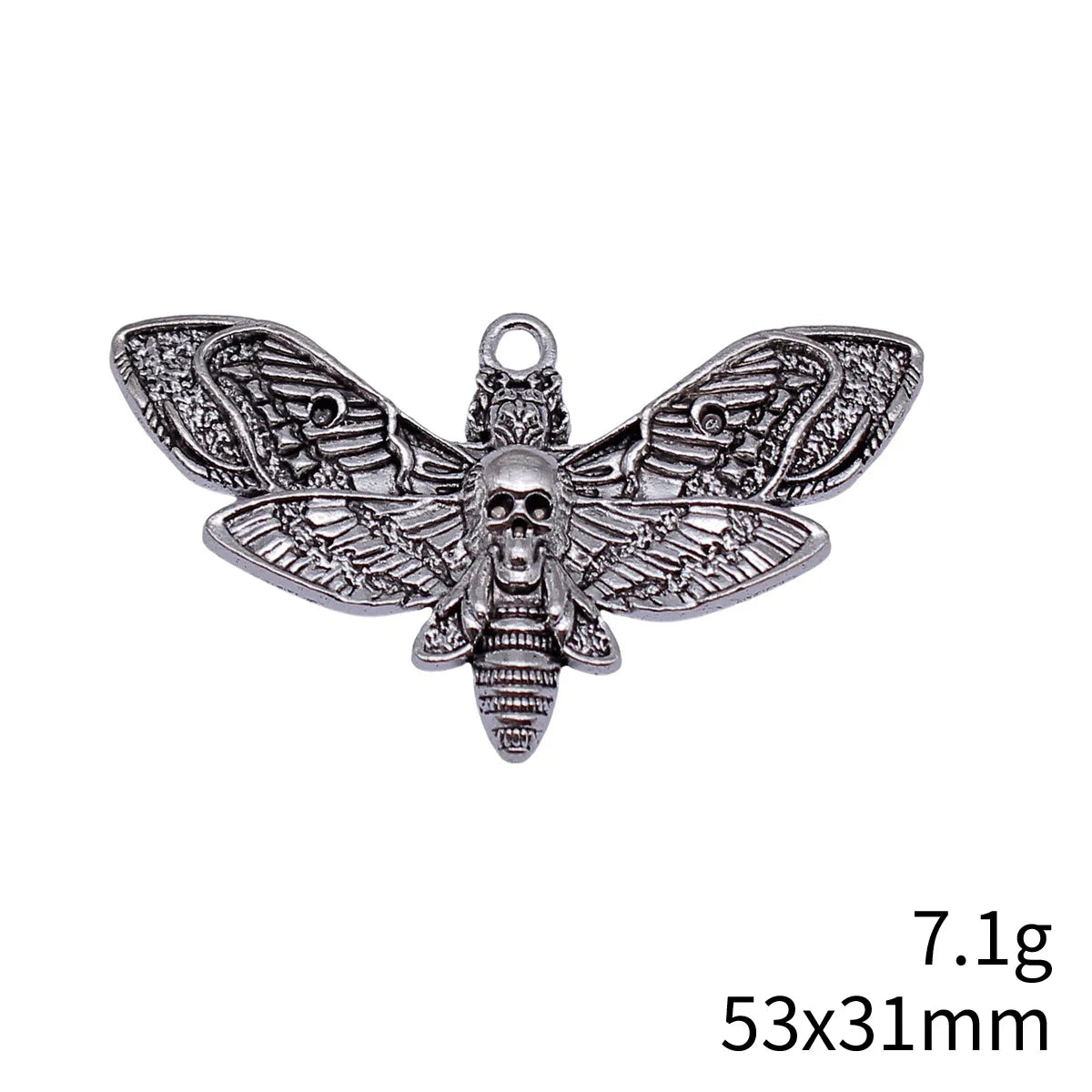 53x31mm 7.1g Multicolor Zinc Alloy Skull Moth charm pendant for DIY gothic jewelry making