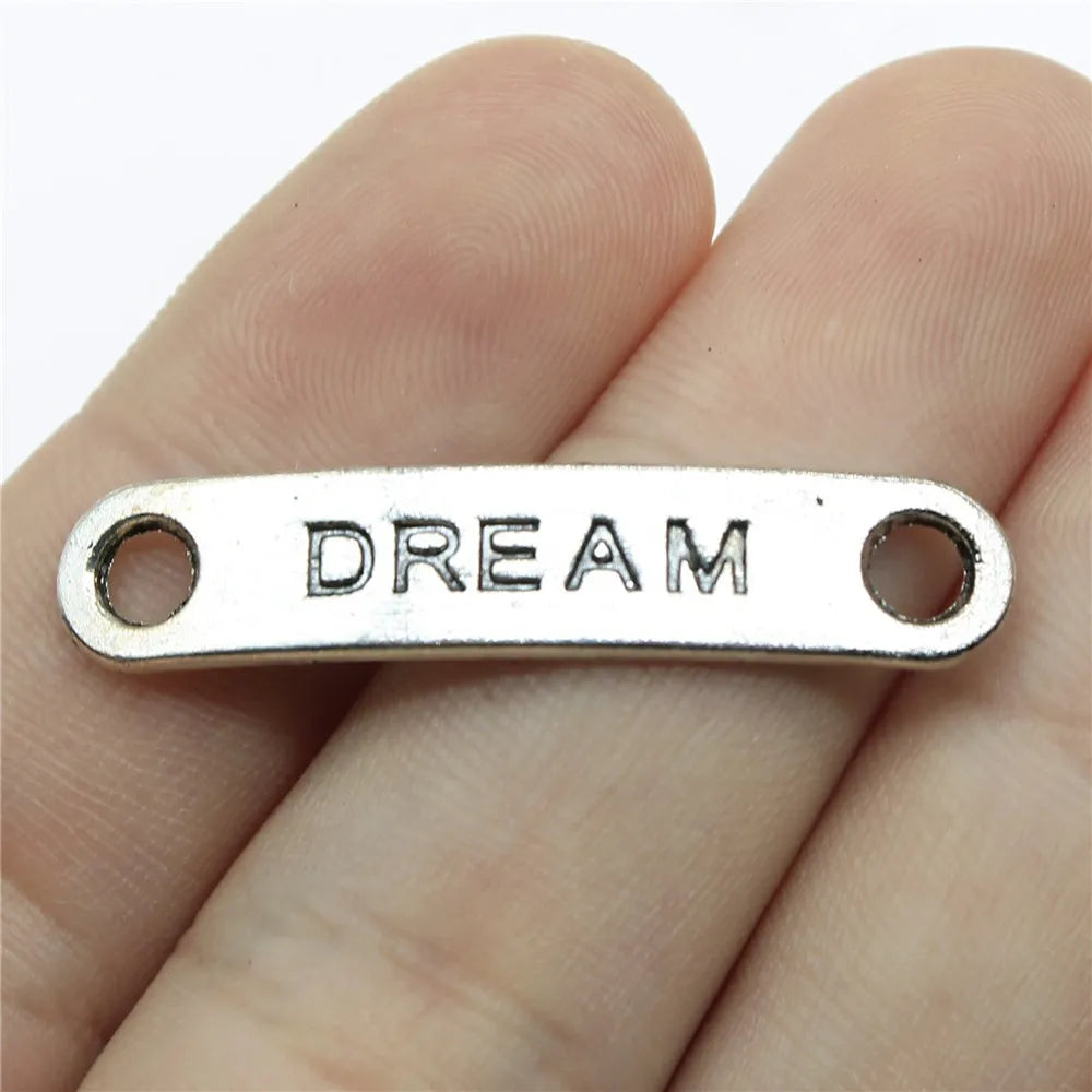 39x8mm 2.1g Multicolor Zinc Alloy dream Word Connector Charm for DIY Necklace Bracelet Making