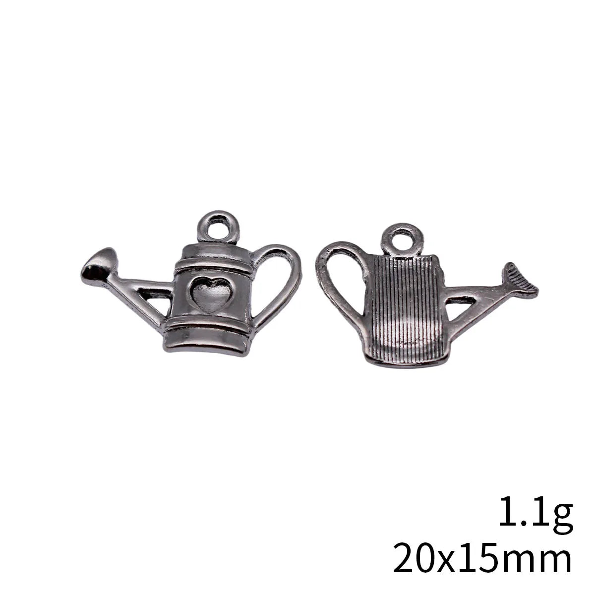 20x15mm 1.1g Antique Silver Zinc Alloy Heart Watering Can Charm Pendant for DIY Necklace Bracelet Making