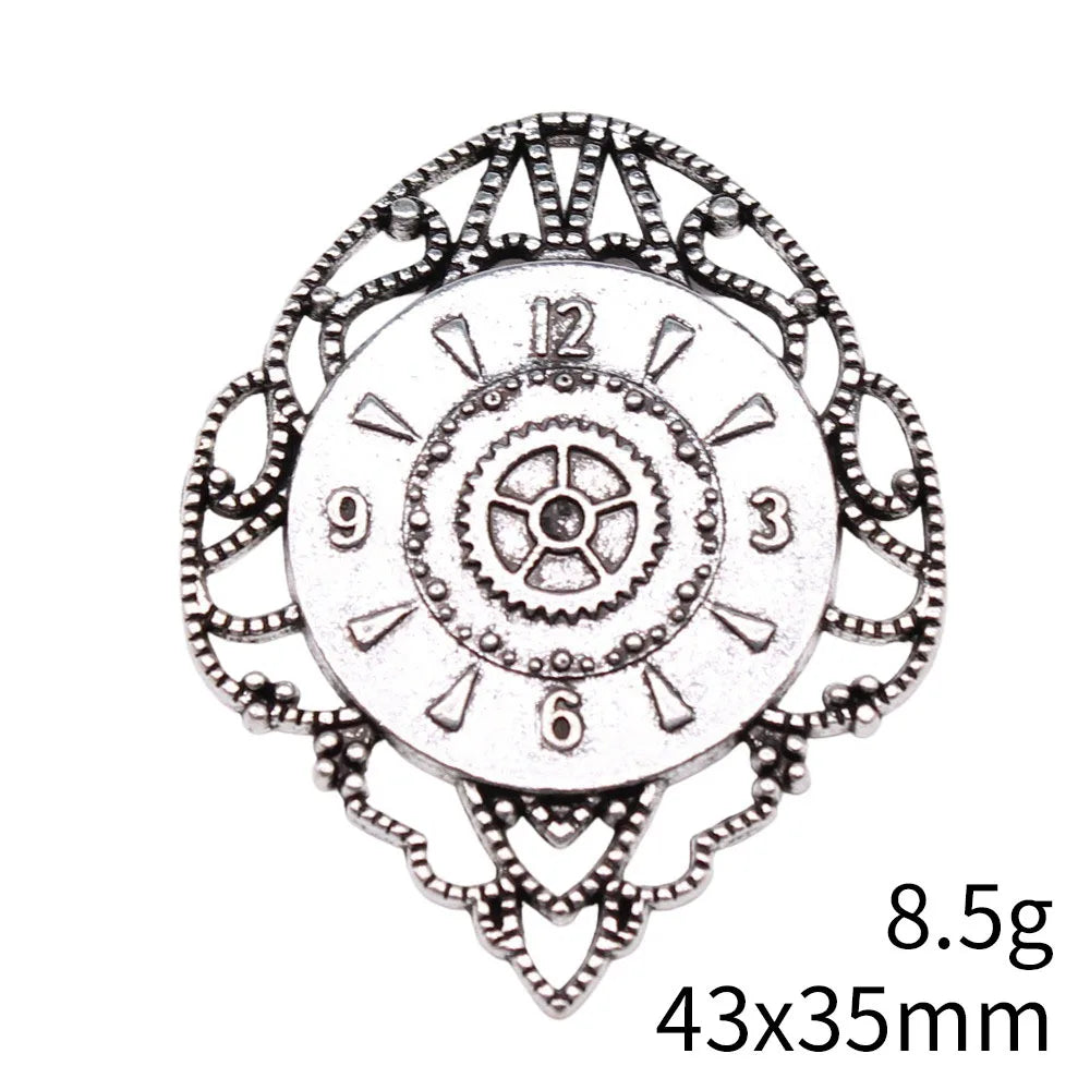 43x35mm 8.5g Multicolor Zinc Alloy Gear Clock Charm Pendant for Steampunk Necklace Jewelry Making