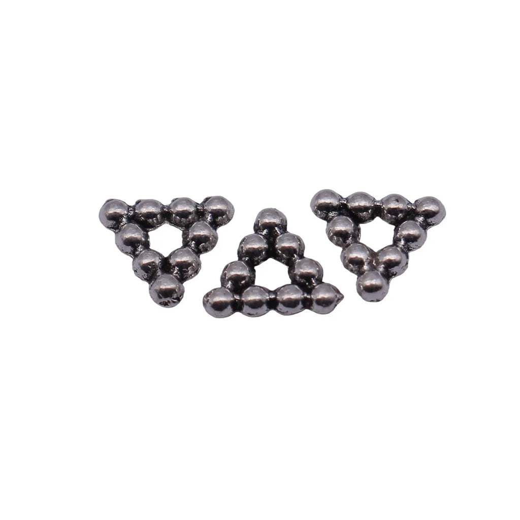 7.7x7x1.9mm 0.2g Antique Silver Zinc Alloy Triangle Dotted Spacer Beads for DIY Bracelet Jewelry Making