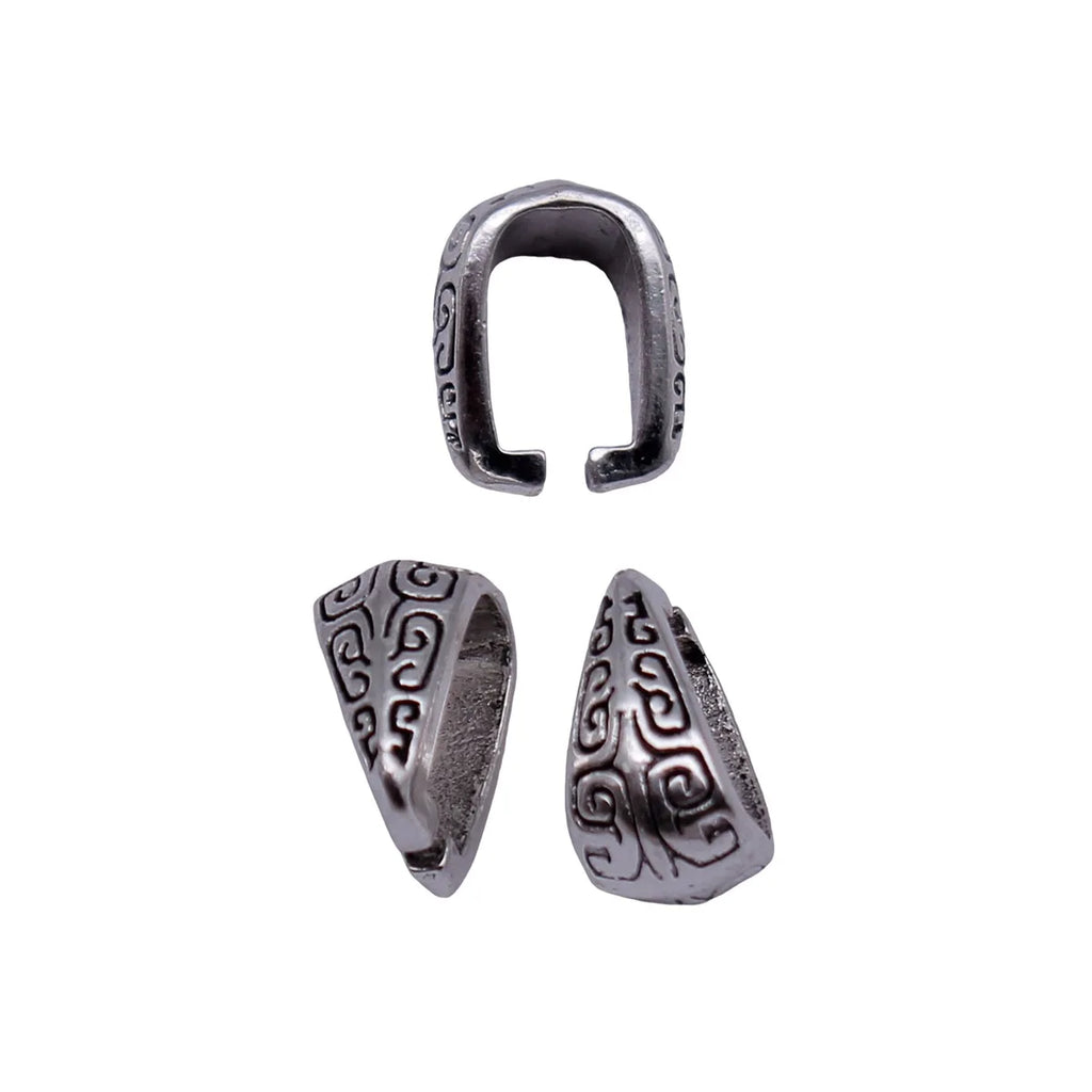 11x8.4x6mm 0.83g Antique Silver Zinc Alloy Carved Pendant Bail Clasp for DIY Necklace Jewelry Making