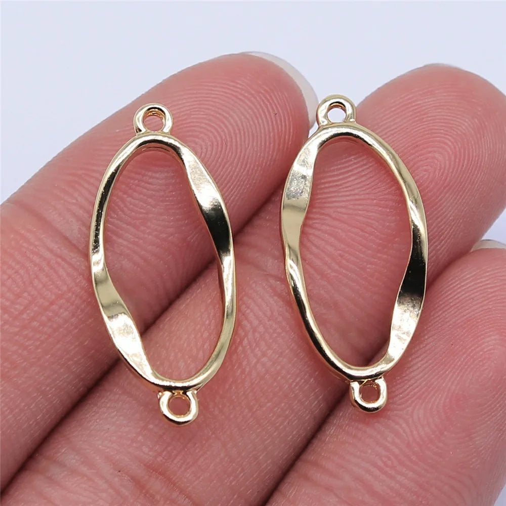 28x12mm 1.2g KC Gold Zinc Alloy Oval Connector Charm Pendant for DIY Necklace Bracelet Jewelry Making