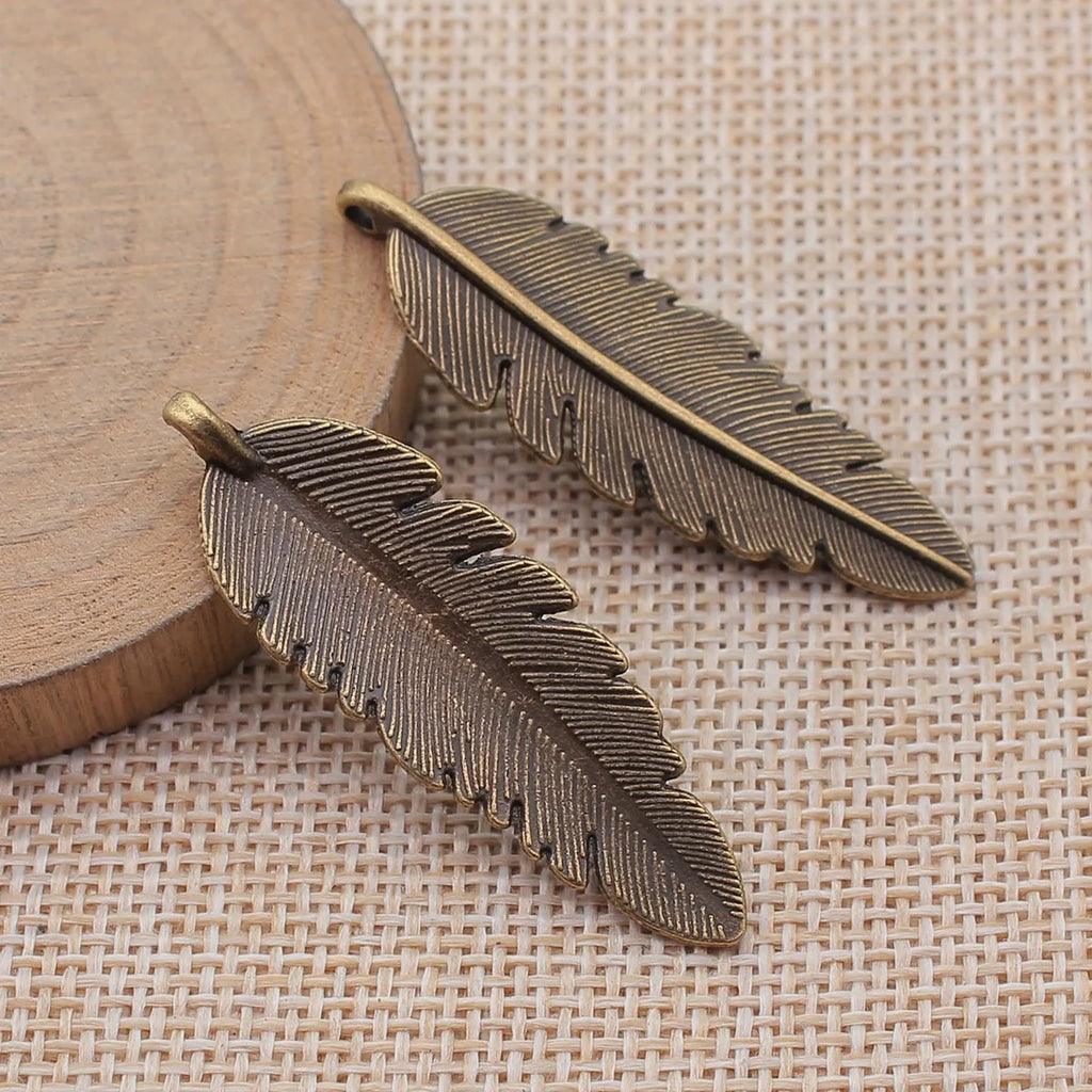 44x14mm 2.8g Multicolor Zinc Alloy Feather Charm Pendant for DIY Necklace Bracelet Jewelry Making