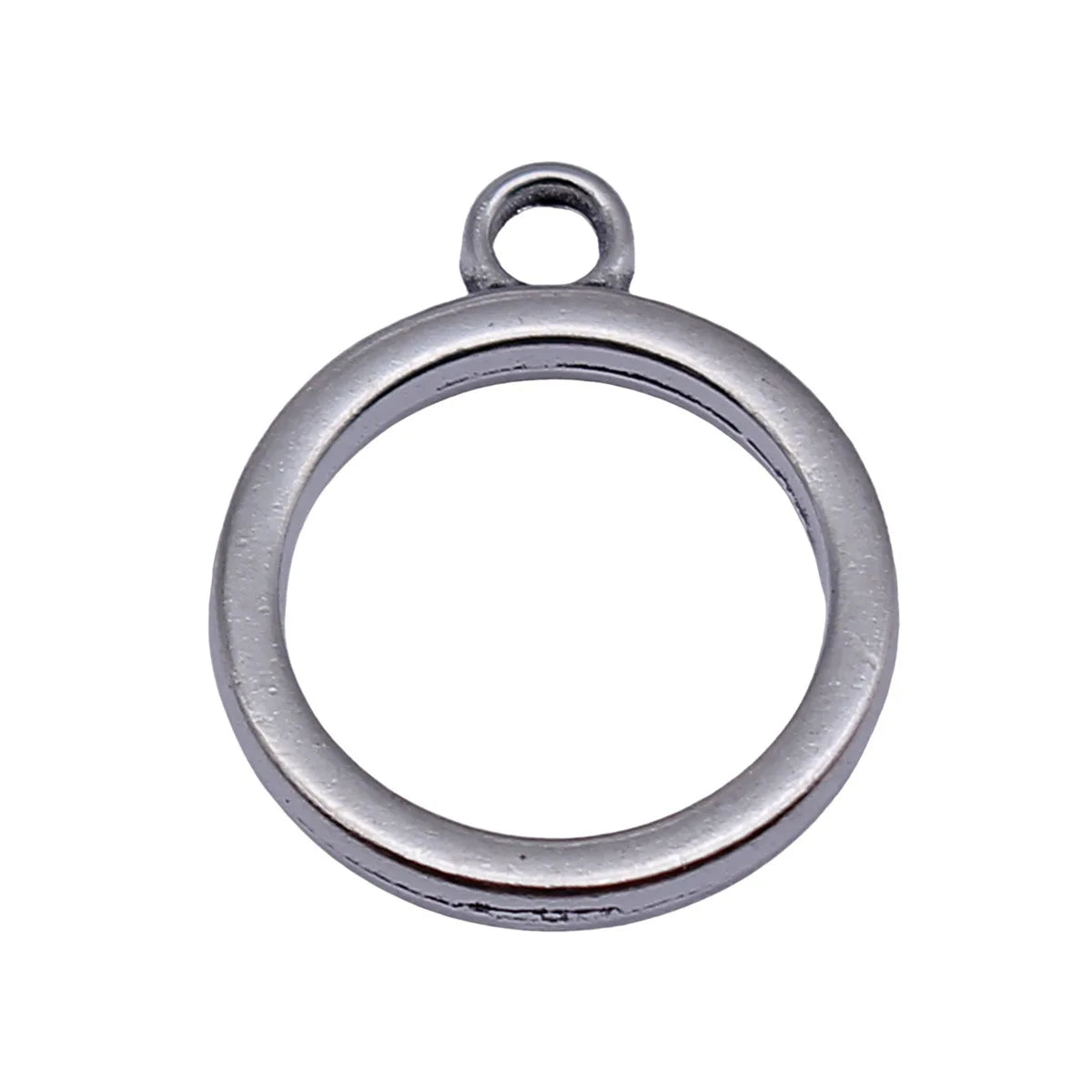 19x15mm 1.1g Antique Silver Zinc Alloy Geometric Hollow Round Ring Charm Pendant for DIY Jewelry Making