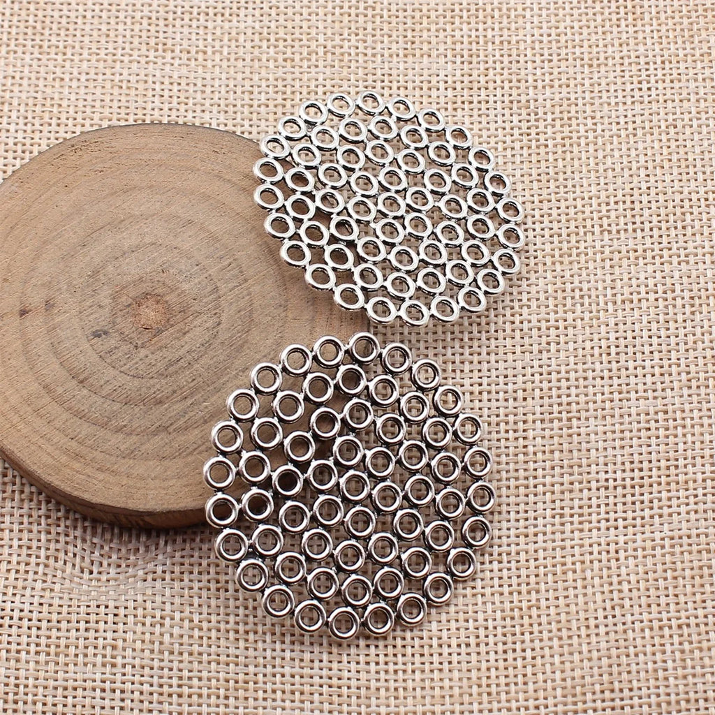 45x45x1.4mm 6.5g Antique silver zinc alloy hollow round ring disc connector charm for jewelry making