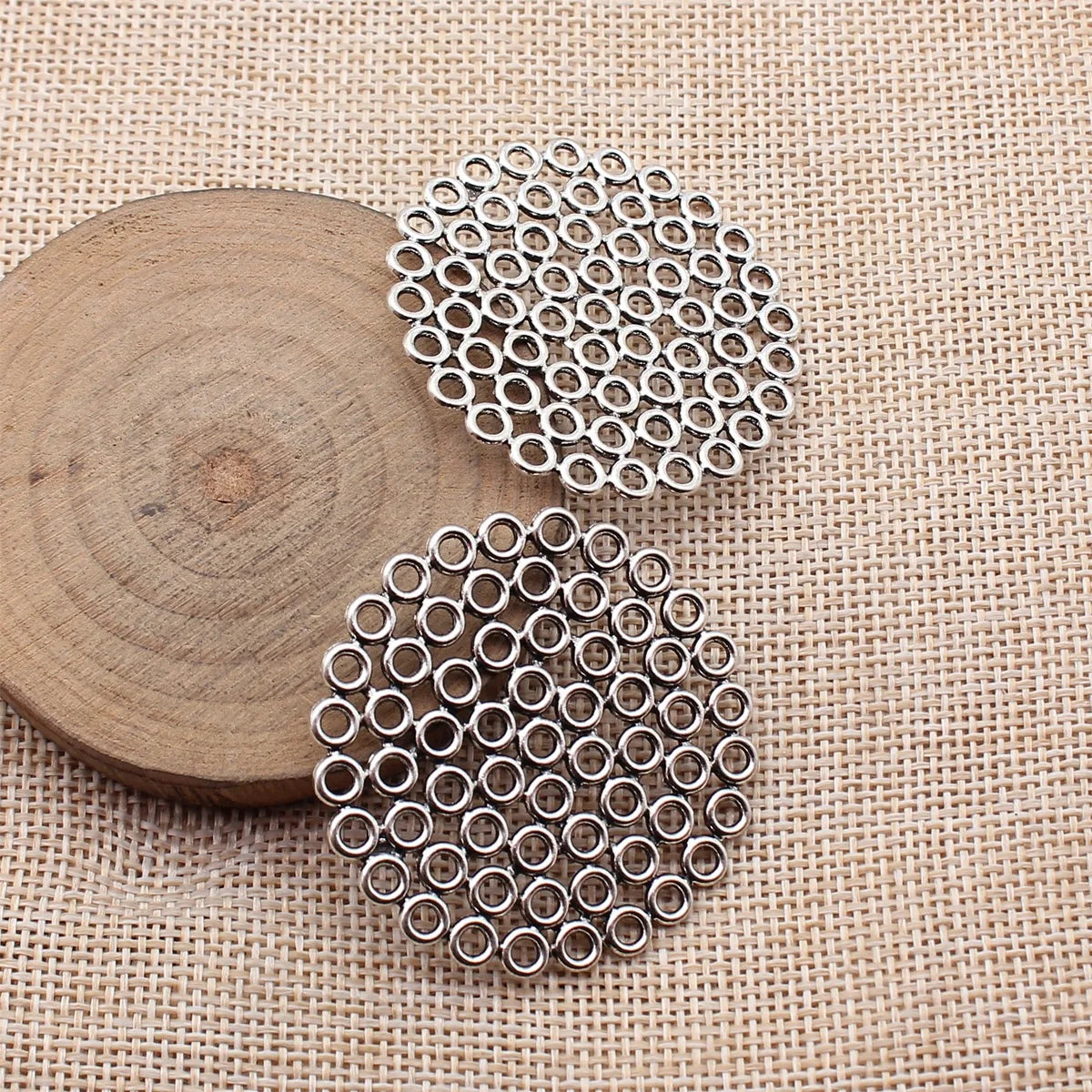 45x45x1.4mm 6.5g Antique silver zinc alloy hollow round ring disc connector charm for jewelry making