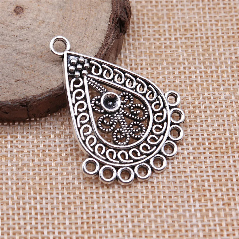 41x31mm 4.3g Antique Silver Zinc Alloy Teardrop Earring Connector Charm for DIY Earring Making