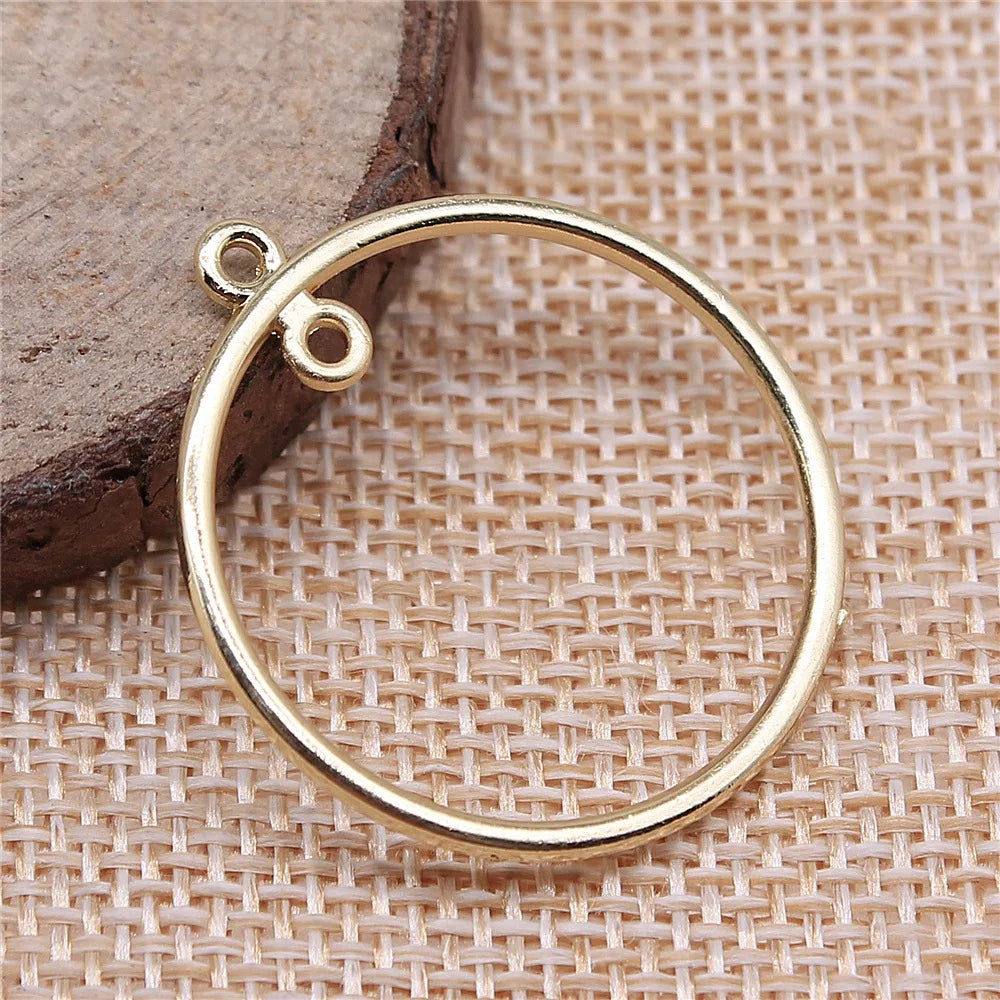 30x33mm 1.8g KC Gold Zinc Alloy Round Ring Earring Charms for DIY Dangle Earrings Jewelry Making