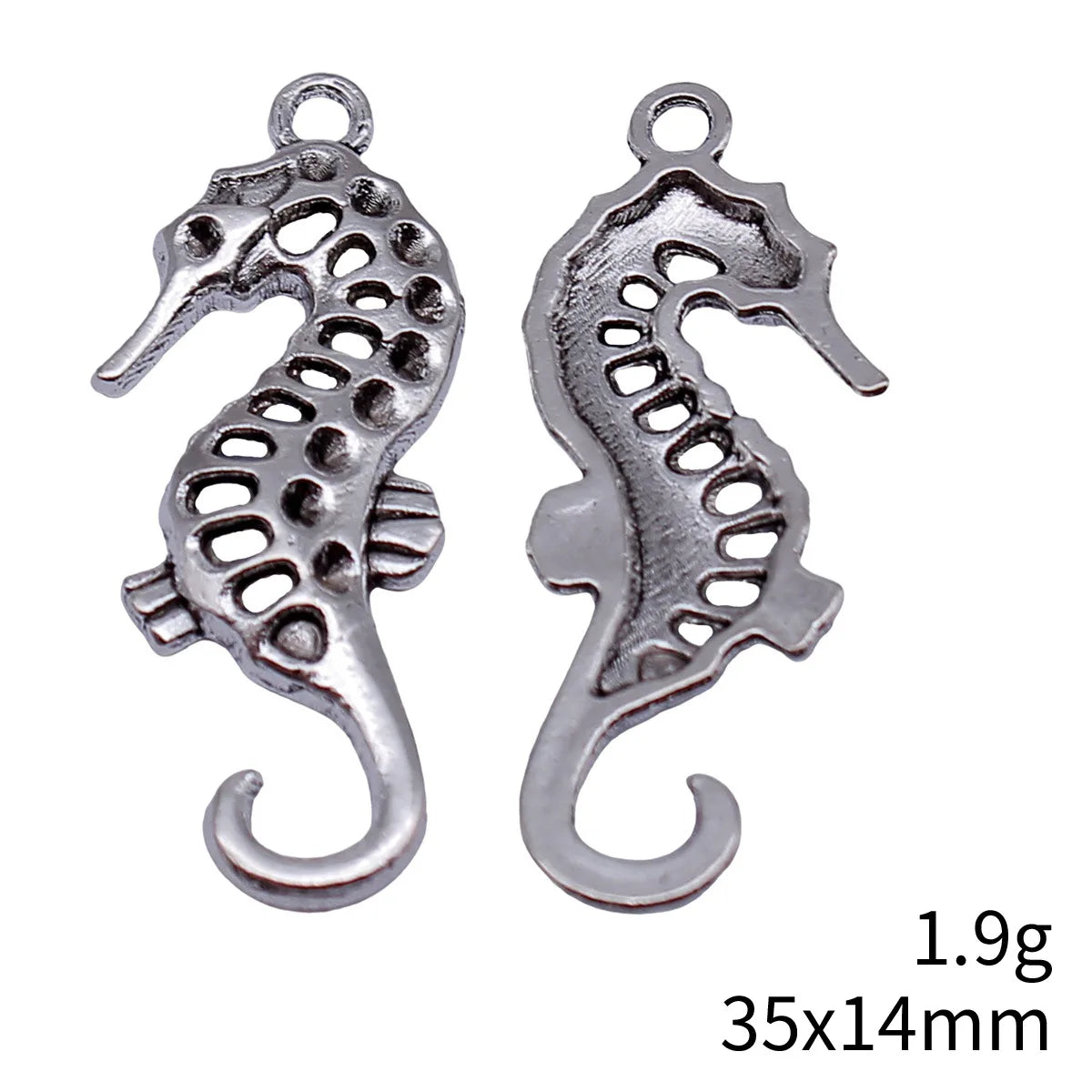 35x14mm 1.9g Antique Silver Zinc Alloy Seahorse Charm Pendant for DIY Ocean Theme Jewelry Making