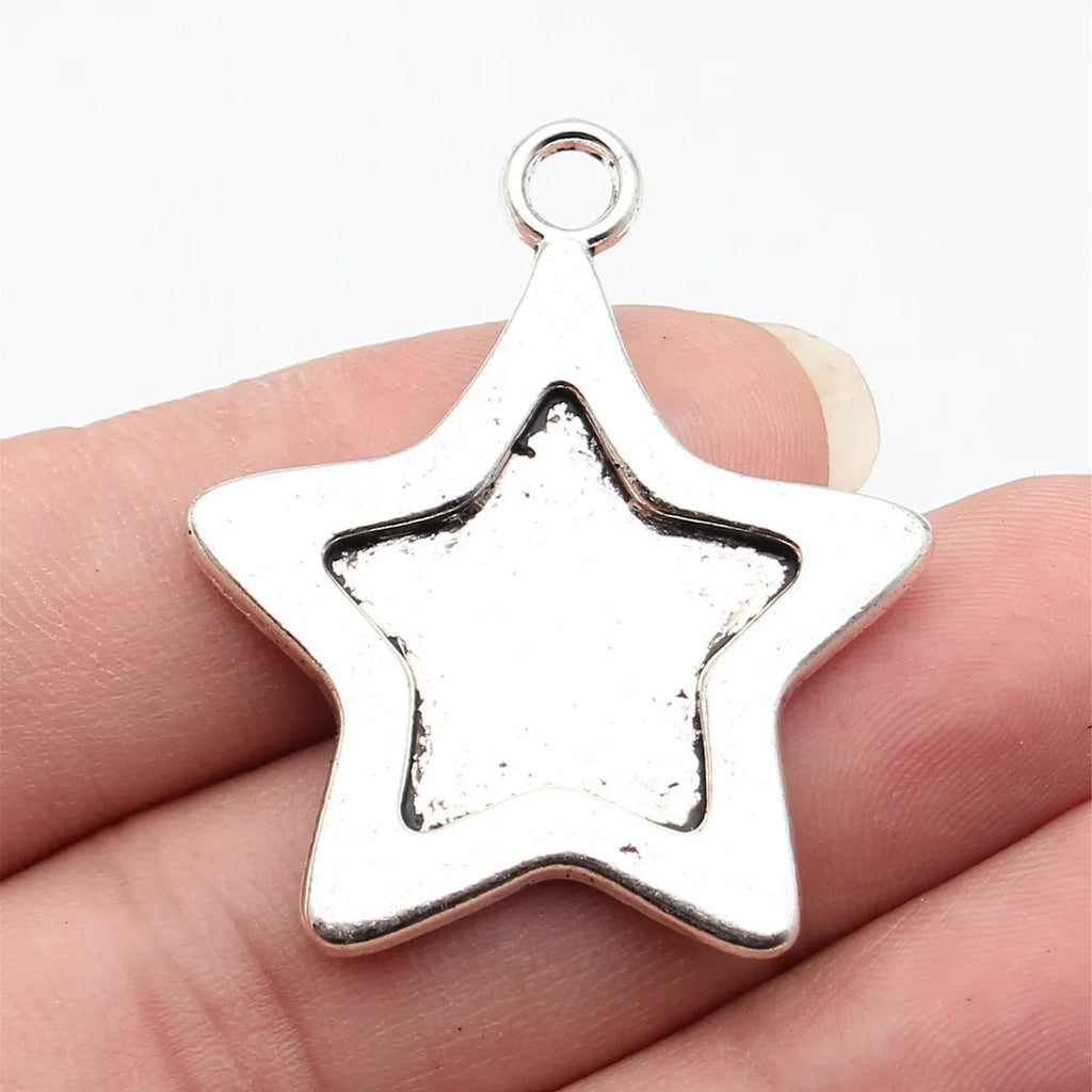 42x36mm 10.8g Antique Silver Zinc Alloy Thick Five Point Star Charm Pendant for DIY Necklace Making