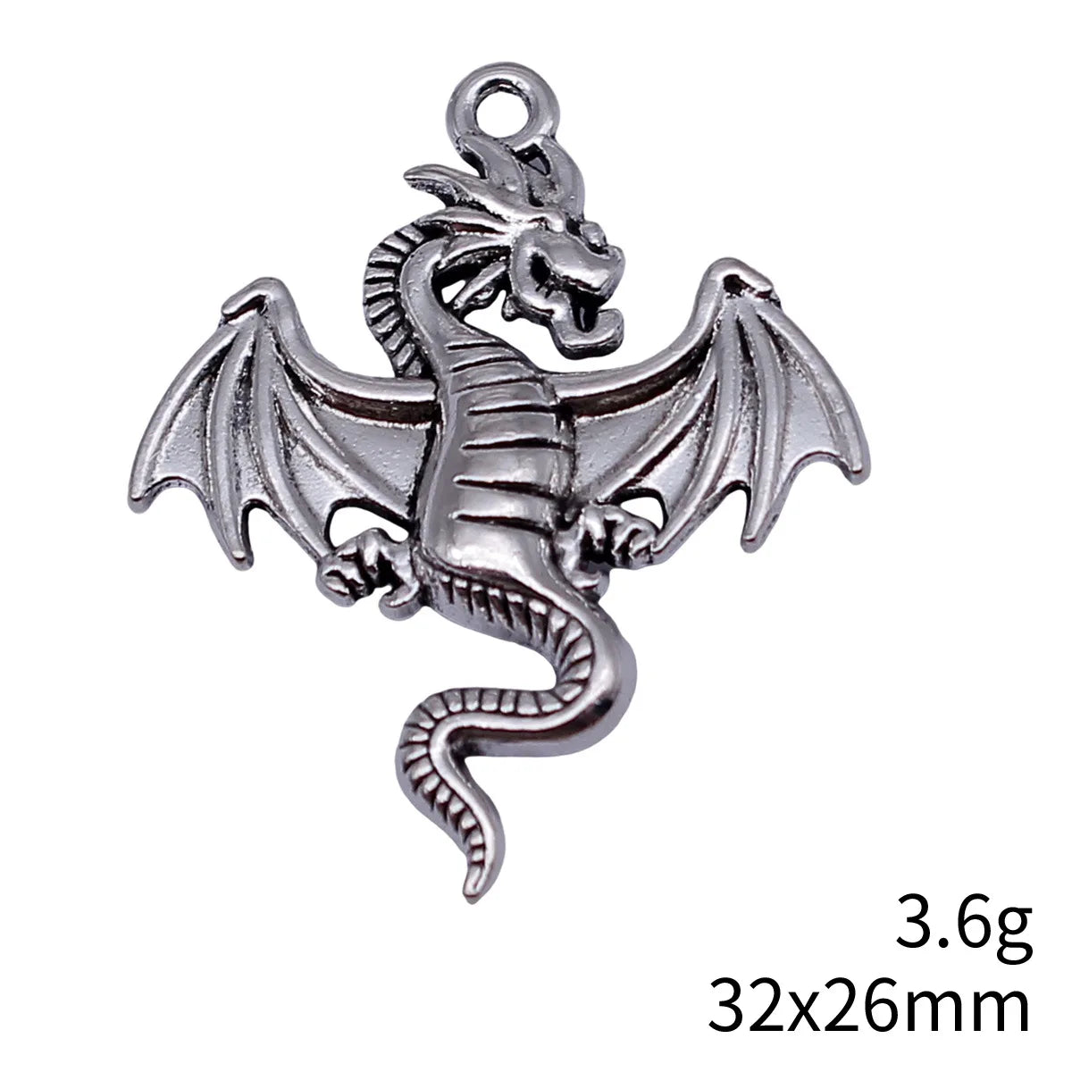 32x26mm 3.6g Antique Silver Zinc Alloy Double Sided Flying Dragon Charm Pendant for DIY Jewelry Making
