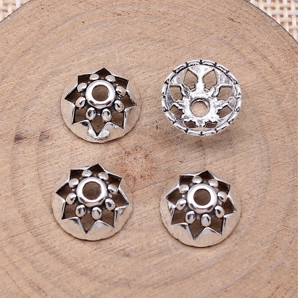 13x13x6mm 0.8g Antique Silver Zinc Alloy Floral Bead Caps for DIY Jewelry Making Accessories