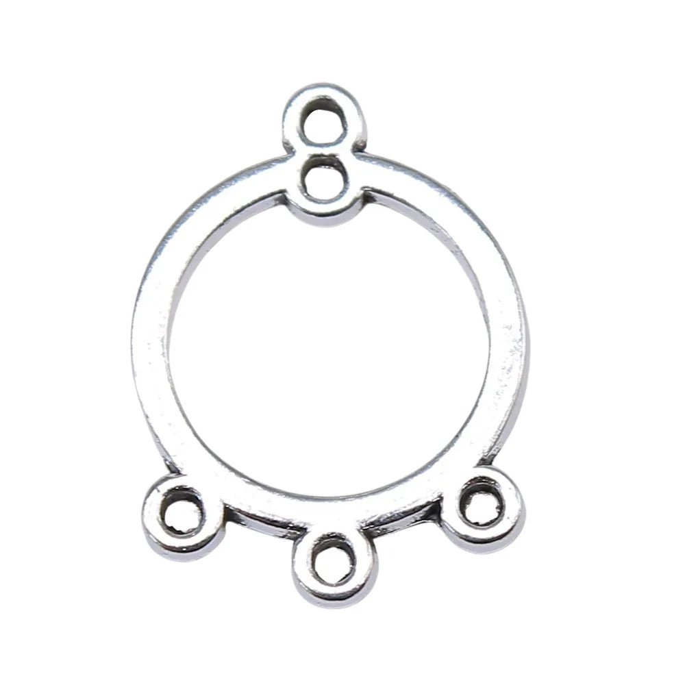 19x14mm 0.8g Antique Silver Zinc Alloy Round Earring Connector Charms for DIY Jewelry Making