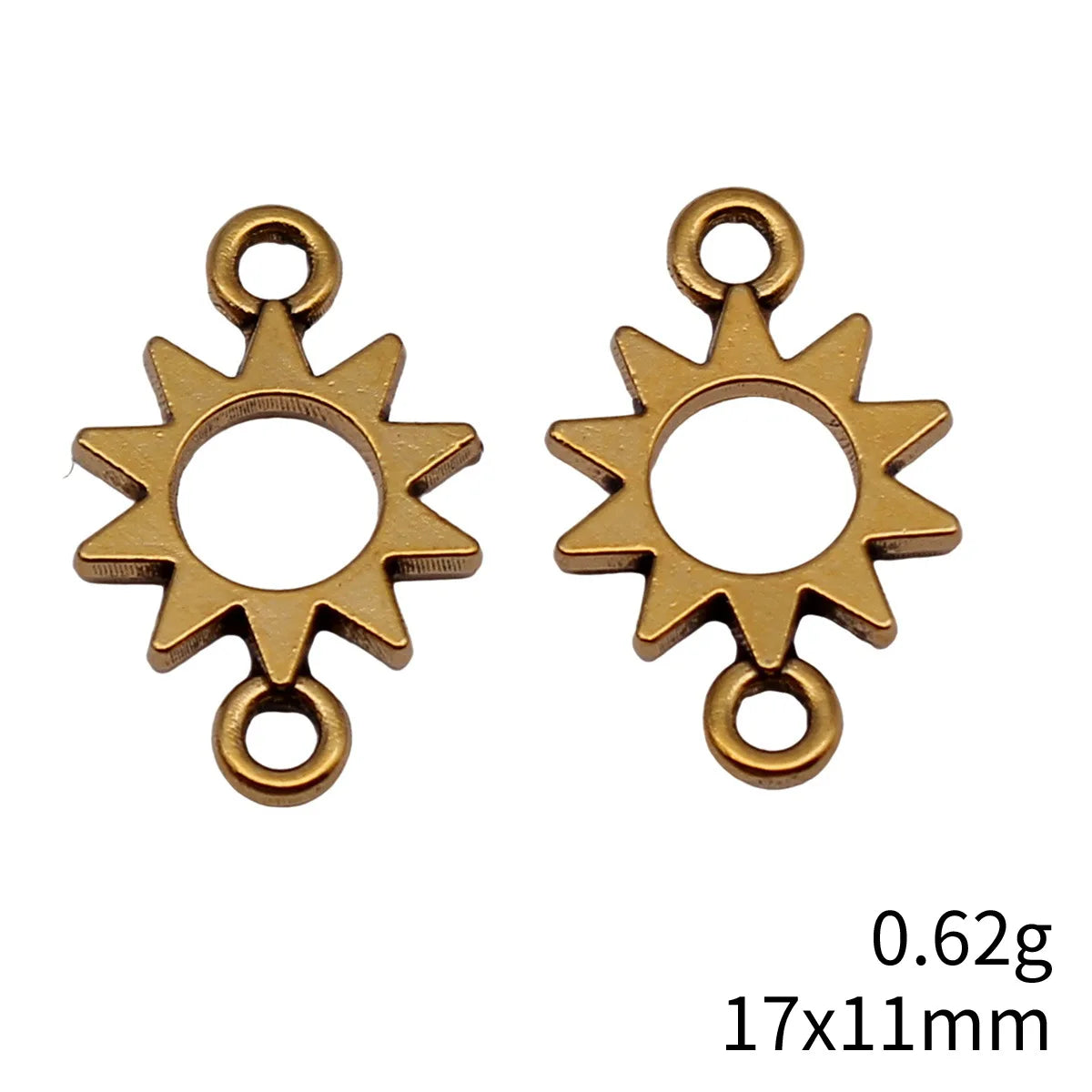 17x11mm 0.62g Antique Gold Zinc Alloy Sun Connector Charm for DIY Bracelet Necklace Making