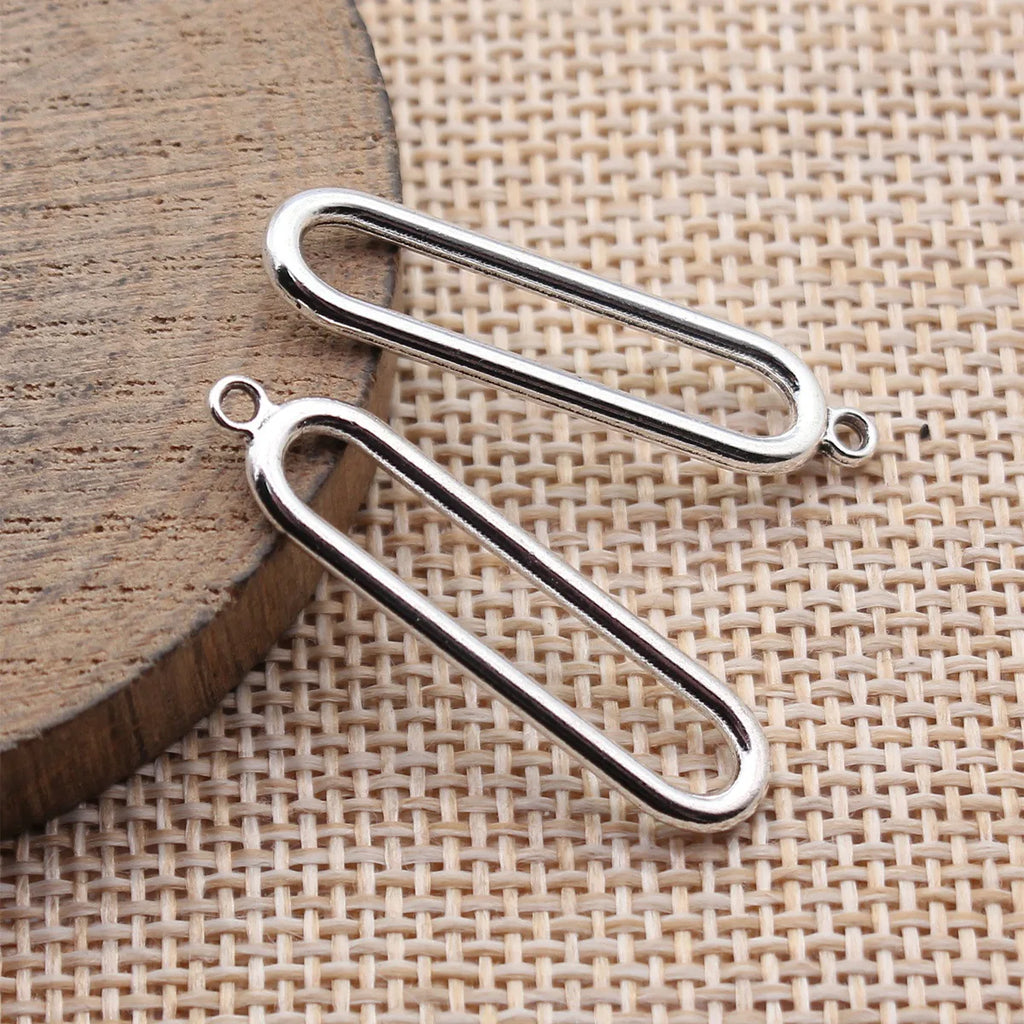 33x7.8mm 1.3g Multicolor Zinc Alloy Hollow Oval Geometric Charm Pendant for DIY Jewelry Making