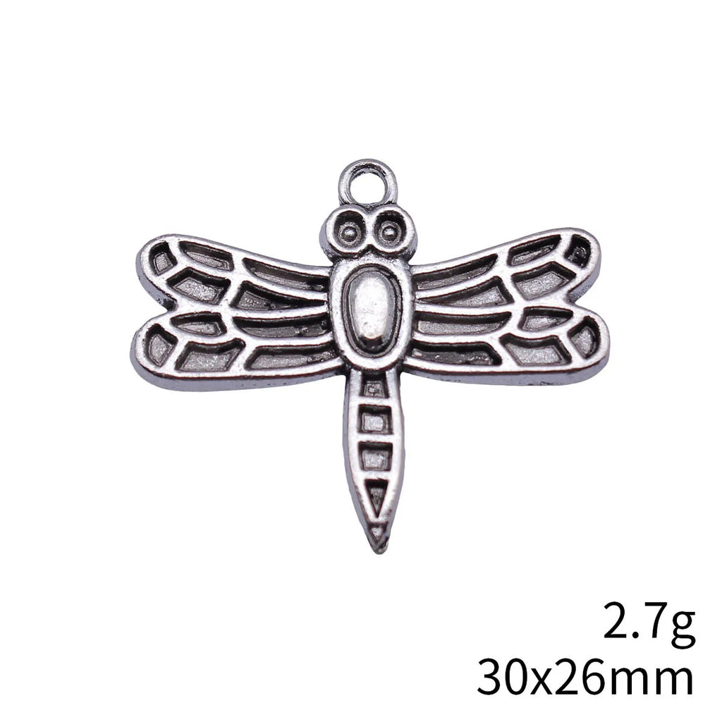 30x26mm 2.7g Antique Silver Zinc Alloy Dragonfly Charm Pendant for DIY Necklace Bracelet Jewelry Making