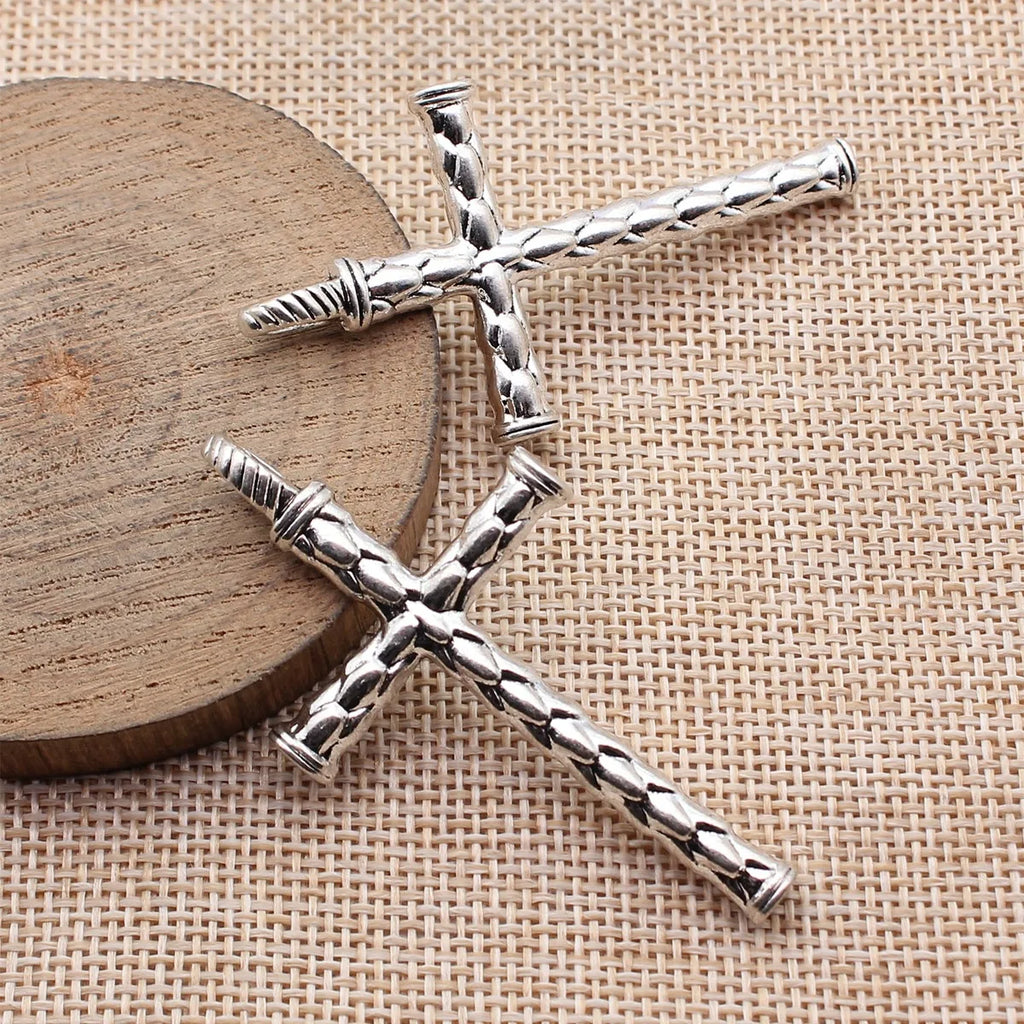 60x32mm 9.2g Multicolor Zinc Alloy Scale Texture Cross Charm Pendant for DIY Necklace Jewelry Making