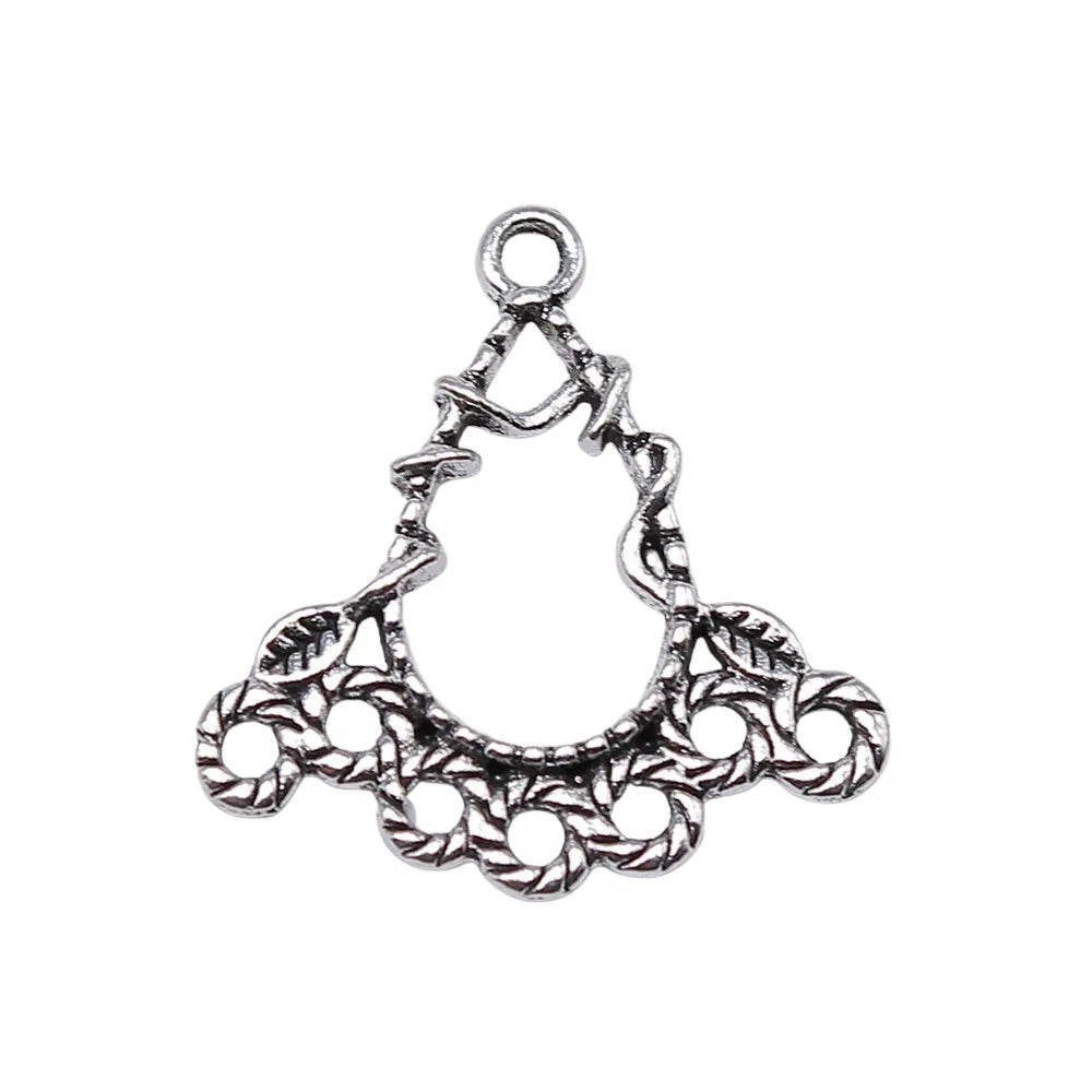 25x25mm 1.4g Antique Silver Zinc Alloy Twisted Rope Round Connector Charm for DIY Earrings Jewelry
