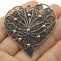 52x52mm 10.9g Antique Silver Zinc Alloy Openwork Heart Hollow Charm Pendant for DIY Necklace Earrings Jewelry
