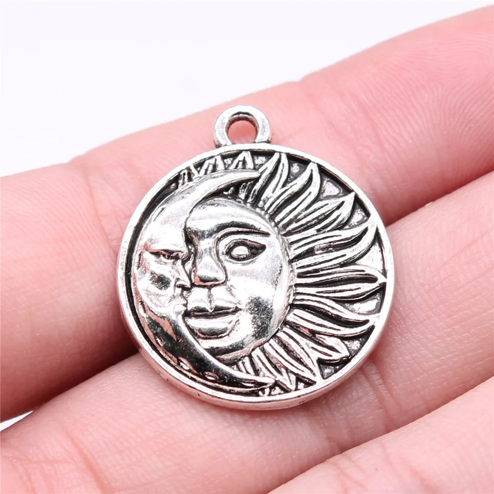 29x25mm 4.4g Multicolor Zinc Alloy Sun Moon Charm Pendant for DIY Necklace Bracelet Jewelry Making