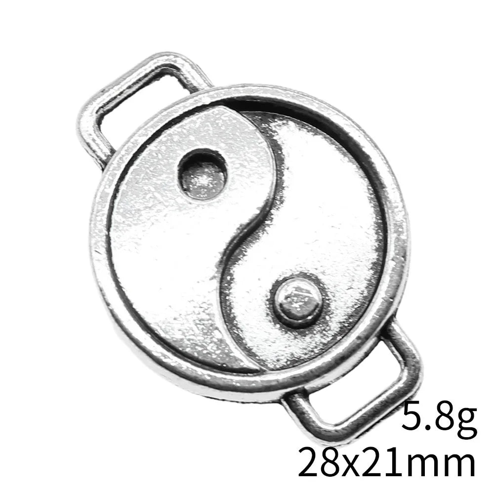 28x21mm 5.8g Antique Silver Zinc Alloy Tai Chi Connector Charm for DIY Bracelet Necklace Jewelry