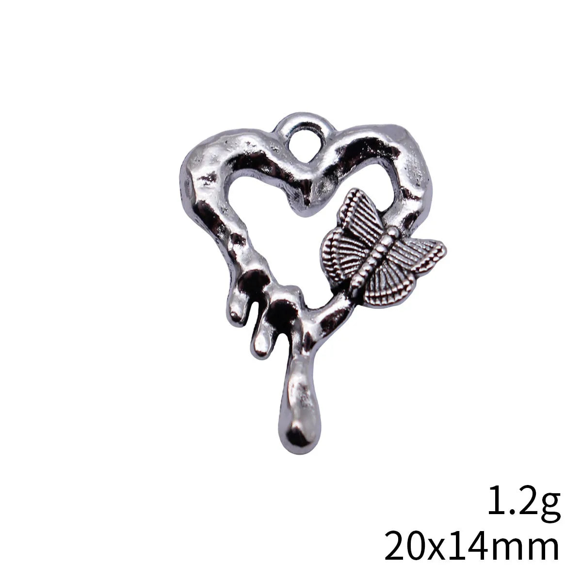 20x14mm 1.2g Antique Silver Zinc Alloy Hollow Butterfly Heart Charm Pendant for DIY Bracelet Jewelry